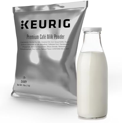 Keurig Premium Café Milk Powder, 1lb Bag, Specialty Beverage Base for Lattes & Cappuccinos, Makes About 30 Drinks, for Commercial Brewers, Contains Milk & Soy, 12 Pack