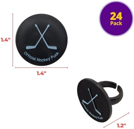 DecoPac Ice Hockey Rings, Ice Hockey Puck Cupcake Decorations, Hockey Cupcake Toppers, Black, Food Safe & Ready To Use – 24 Pack