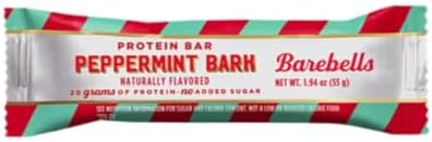 Barebells Protein Bars Peppermint Bark - 12 Count, 20g Protein, Creamy Vanilla Nougat with 1g Sugar, White Chocolate Coated Snack for Breakfast or Post-Workout