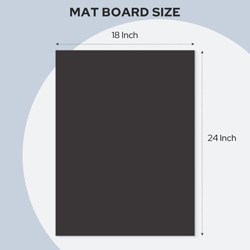 AUEAR, Pack of 10 18x24 Uncut Picture Mat Boards, Black Backing Matte Boards for Frame, Print, Artwork, Picture
