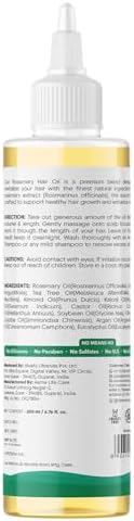 Aravi Organic Rosemary Lavender Hair Oil For Healthy Hair, Scalp, Hair Roots - 100% Pure & Natural - For Hair Growth & Hair Fall Control- 6.7 FL Oz / 200 ml