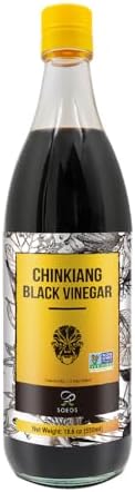 Soeos Chinkiang Vinegar, 18.6 fl oz (550ml), Chinese Black , Traditional , Organic , Zhenjiang Xiangcu, Black Rice Vinegar | Condiment for Cooking Noodles, Braised Meat, Cold Appetizers