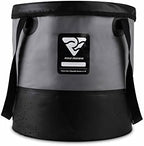 Rogue Endeavor Heavy Duty Collapsible Bucket (5 Gallon (20L) Includes Lid), Mesh Bag, Beach and Salt Water Ready, Durable Reinforced Design with Metal Hardware (Black)
