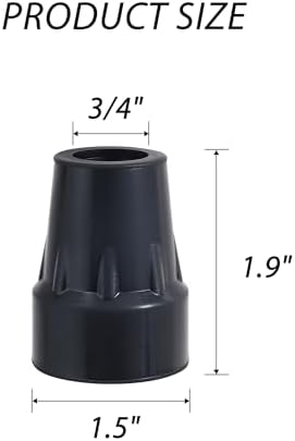 Walking Cane Tips 3/4 Inch Heavy Duty Black Cane Rubber Tips Replacement, 2Pack
