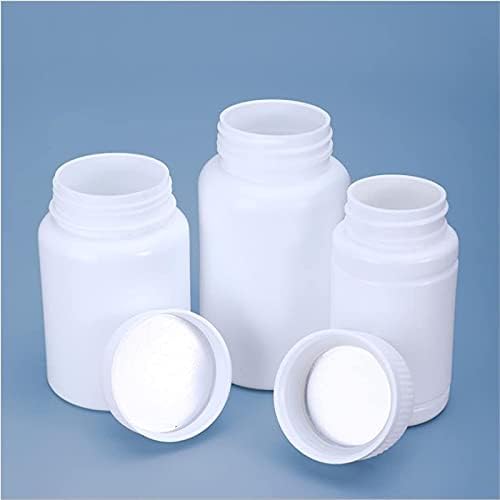 4PCS Empty Medicine Pill Bottle White Plastic Vials with Screw Cap Liquid Solid Powder Capsules Case Pill Tablet Holder Box Storage Container Reagent Bottle Travel Jar Pot (100ML)