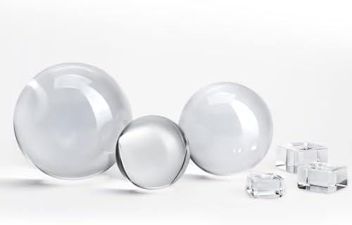 ZEERSHEE 3pcs 60/80/100mm Clear Crystal Balls with Stand Decorative Transparent Spheres Photography Prop for Magical Shots Fengshui Crystal Balls for Meditation Divination Decor