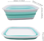 SAMMART 12L (3.17 Gallon) Collapsible Tub - Foldable Dish Tub - Portable Washing Basin - Space Saving Plastic Washtub (1, White/Lake Green)