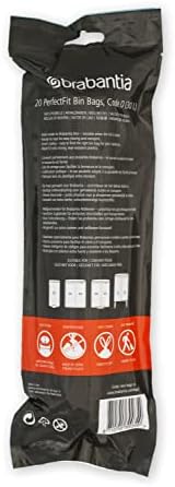 Brabantia PerfectFit Trash Bags (Size O/8 Gal) Thick Plastic Trash Can Liners with Drawstring Handles (120 Bags)