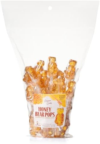 Honey Bear Pops Lollipop Suckers: Individually Wrapped Baby Bear Candy on a Stick by Espeez - Honey Bears (24 Count)