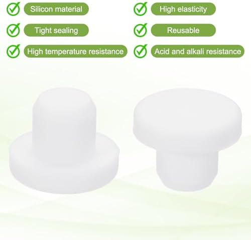 uxcell 35Pcs Silicone Hole Plug 11mm, White High Temp T Type Rubber Stoppers for 10.3-11.05mm Hole, Solid Waterproof Button Hole End Covers for Powder Coating, Sealing Plugs, Pipe Holes