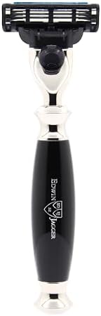 Edwin Jagger S81M586BAMZ Imitation Ebony & Nickel Classic Shaving Set with Pure Badger Shaving Brush, Mach 3 Razor and Shaving Bowl for Shaving Cream or Soap for Men and Women