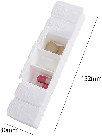 Weekly Pill Organizers, 7 Days Travel Pill Case with Braille Weekly Medicine Container Organizer Dispenser for Fish Oils, Vitamin, Calcium Tablets
