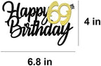 Happy 69th Birthday Cake Toppers Glitter 69th Anniversary Cake Topper 69 Years Loved Bday Decorations 69 Gold Birthday Cake Decorations Sixty-nine Party Supplies for Women Men(Black Gold)