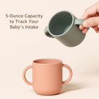 ROCCED Silicone Training Cup for Infants 2 Handles, Toddler Learning Cup Baby Drinking Open Cups Easy Grip Handles Toddler Cup for 6 Months+ 150ml/5oz-Sage