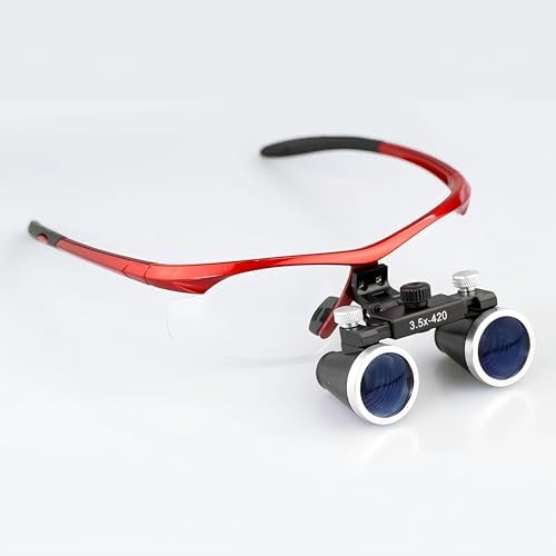 Dental Surgical Loupe 3.5X Working Distance 420mm Burgundy Sport Frame