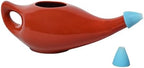 HealthGoodsIn Ceramic Neti Pot, Dishwasher Safe, Premium Handcrafted with 2 Silicone Nozzle and Salt for Sinus - 225 Ml. Capacity (Brown)