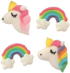 Culpitt Rainbows & Unicorns Sugar Piping's, Edible Cake Decorations, Unicorn Cupcake Decorations - Pack of 12