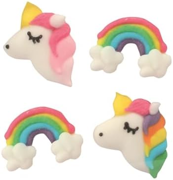 Culpitt Rainbows & Unicorns Sugar Piping's, Edible Cake Decorations, Unicorn Cupcake Decorations - Pack of 12