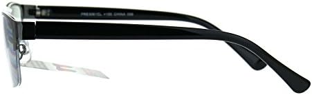 Mens Half Metal Rim Rectangular Multi 3 Power Focus Progressive Reading Glasses