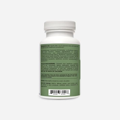 Curcumin C3 Complex ® with BioPerine ® - Ultra HIGH Potency - 120 ea. - Each 500 mg Capsule Features a Turmeric Extract standardized to Curcuminoids - Trademarked and Patented