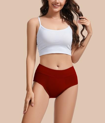 Period Underwear for Women, Leak-proof Reusable High Waisted Briefs Menstrual Panties, Heavy Flow, Cotton 3 Pack