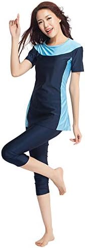 Modest Swimwear for Women's Rash Guard Short Sleeve Swimwear Modesty Swimming Costume Surfing Suit Burkini