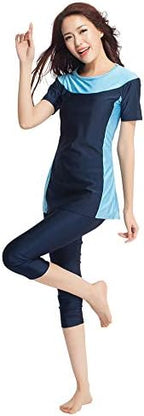 Modest Swimwear for Women's Rash Guard Short Sleeve Swimwear Modesty Swimming Costume Surfing Suit Burkini