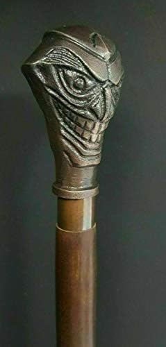 Joker face Metal Handle Strong Nautical Wood Walking Stick Beautiful Gift