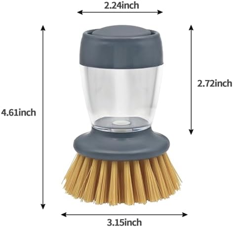 Soap Dispensing Palm Brush, Kitchen Brush for Dish Pot Pan Sink Cleaning, Pack of 1