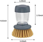 Soap Dispensing Palm Brush, Kitchen Brush for Dish Pot Pan Sink Cleaning, Pack of 1