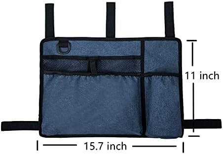 Caroo Walker Bag Basket with Cup Holder Suit for Adult Folding Walkers Rollator Organizer Carry Storage Pouch Water-Resistant Armrest Accessories for Seniors, Elderly, Handicap, Blue