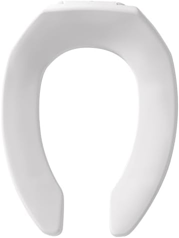 Bemis 2 Pack Commercial Open Front Plastic Toilet Seat, Heavy Duty Industrial Seat Without Lid, Secure Installation for Long Lasting Use, Made in USA, Elongated, White, 1955CT