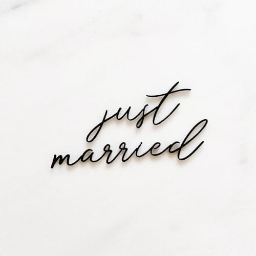 Just Married Cake Topper,Acrylic Black Wedding Party Decorations for Bridal Shower Wedding Engagement Bachelorette Party Decorations