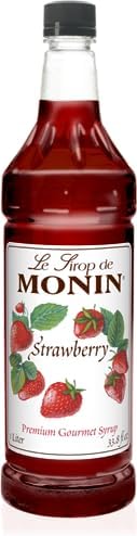 Monin Flavored Syrup, Strawberry, 33.8-Ounce Plastic Bottle (1 liter)