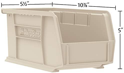 Akro-Mils 30230 AkroBins Plastic Storage Bins, Space-Saving Stackable Bins for Garage, Pantry, Craft Organization, 10.5 "L x 5.5 "W x 5"H, Blue, 12-Pack