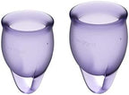 Satisfyer Feel Confident Menstrual Cup - Reusable Period Cup with Removal Ring - Soft, Flexible Body-Safe Silicone, Easy Insertion & Removal - Includes 2 Cup Sizes for All Flows (Purple)
