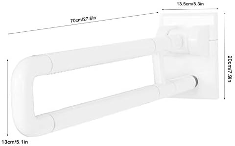 Toilet Armrest,1Pc White Safety Handle,Stainless Steel Anti Slip Luminous Foldable Sturdy Rustproof for Elderly Disabled Pregnant Bathroom Barrier Free Accessory