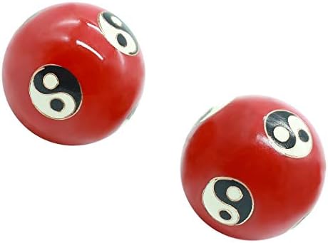 Baoding Health Balls Chinese Exercise Stress Balls Craft Collection(Yin Yang/Tai Ji) (red)