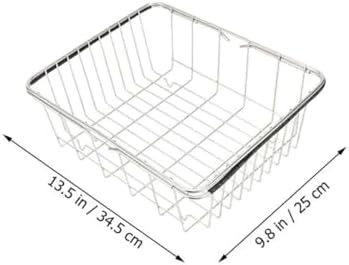 Ciieeo Stainless Steel Vegetable Drain Basket over Sink Extendable Colander Strainer Basket Kitchen Sink Rack for Fruit and Pasta Washing