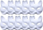 Meioro DIY White Paper Mask Pulp Blank Hand Painted Mask Personality Creative Free Design for Artistic Projects, Theater, Halloween, Masquerade Parties, Classroom Art - 10pcs (Fox)