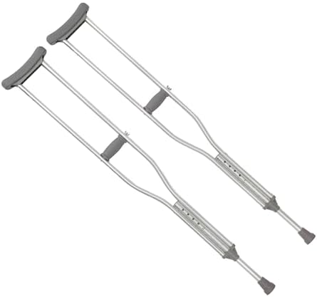Cardinal Health CA901AD Push Button Adjustable Aluminum Axillary Crutch - Adult - 62-70 in - Weight Capacity 300 lb - Lightweight Sturdy Construction - Reinforced Crutch Tip - 1 Pair
