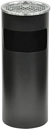 Japard Outdoor Ashtray Trash Can, Stainless Steel Garbage Can, Round Commercial Waste Bin Container Receptacle for Office, Hotel Black