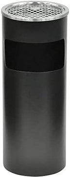 Japard Outdoor Ashtray Trash Can, Stainless Steel Garbage Can, Round Commercial Waste Bin Container Receptacle for Office, Hotel Black