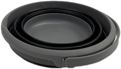 SAMMART Collapsible Plastic Bucket - Foldable Round Tub with Handle - Pop Up Saving (Grey/Black, 5.5L)