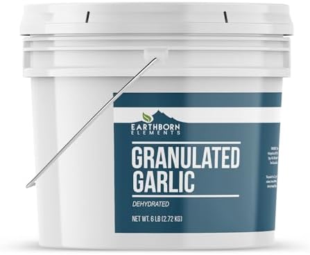 Earthborn Elements Granulated Garlic 1 Gallon Bucket, Dehydrated Garlic, Kitchen Staple (96 Ounce)