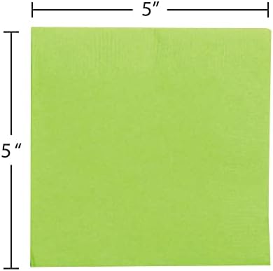 JAM PAPER Small Beverage Napkins - 5 x 5 - Lime Green - 50/Pack