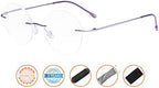 CessBlu Rimless Reading Glasses Round Readers for Men Women (Purple) +0.5