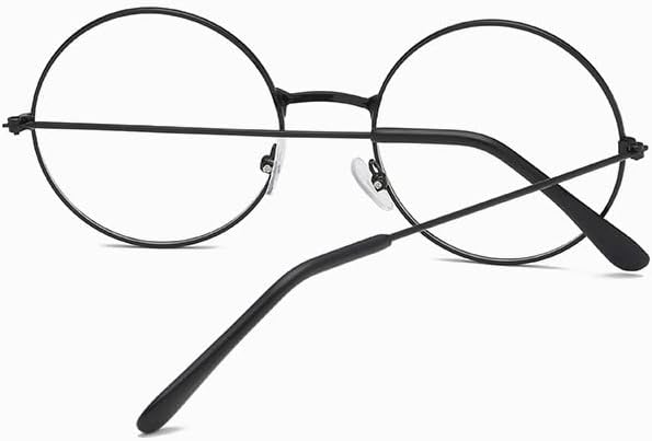 2 PCS Classic Round Glasses Retro Circle Eyeglasses Clear Lens Metal Frame Accessories Non-Prescription For Men Women