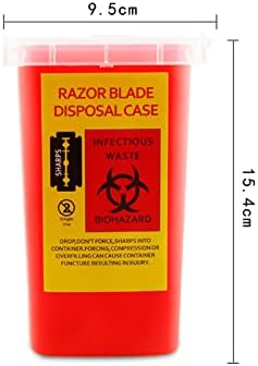 TEONEI Razor Blades Dispenser Case,Small Portable Sharps Container,Razor Blades Disposal Case,Disposable Razor Cutter Container,Barber Shop Storage Container (Red)