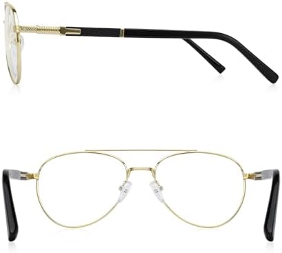 Classic Aviator Reading Glasses for Men Women Light Blocking Computer Readers Spring Hinge Metal Frame Acetate Legs